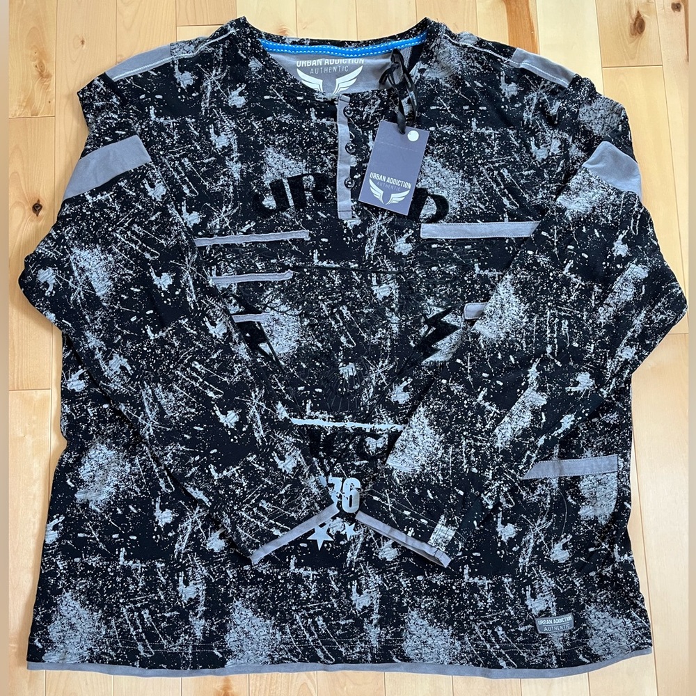 New With Tags Men’s 100% Cotton Urban Addiction Long Sleeve Shirt